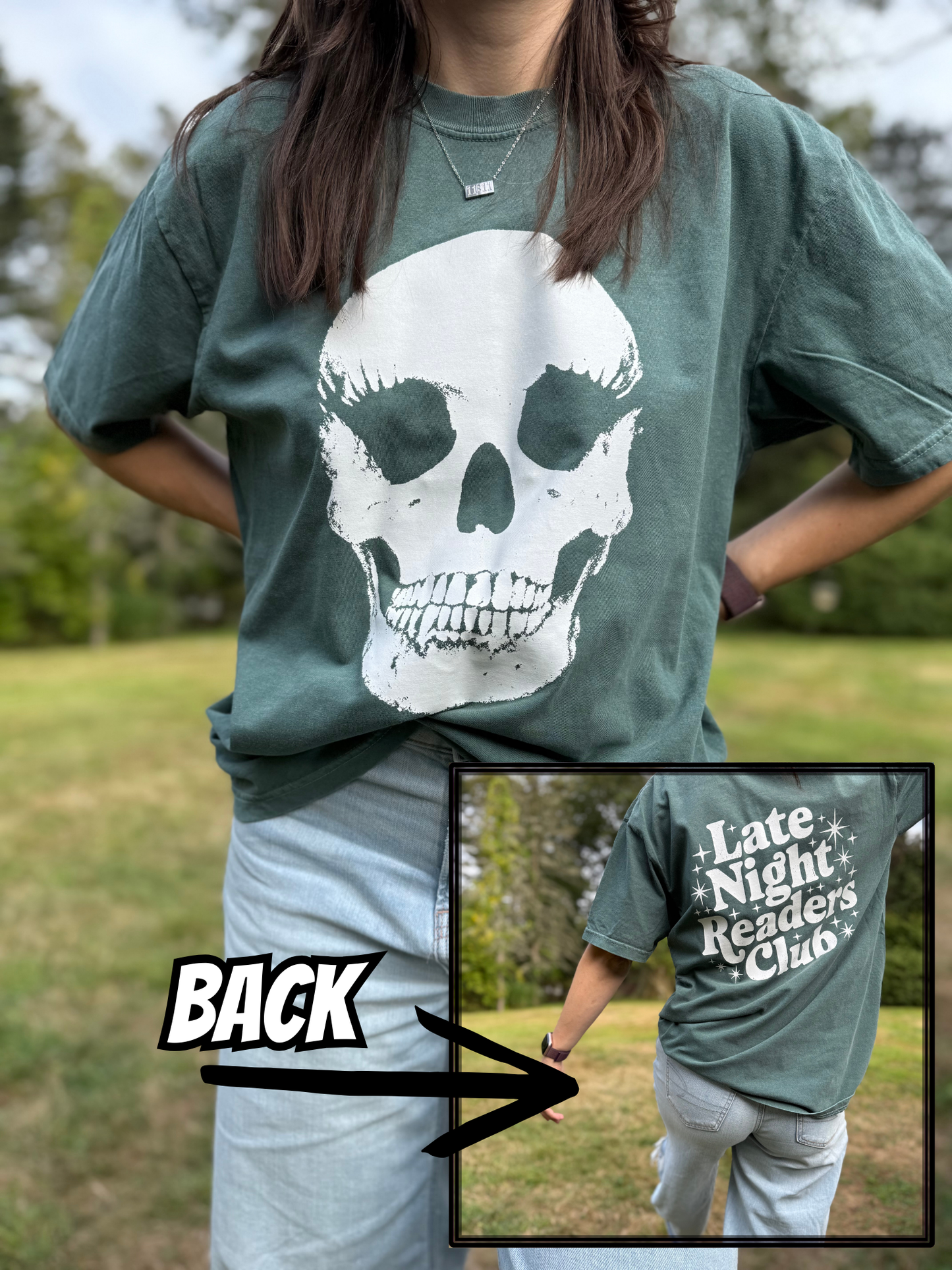 Late Night Readers Club & Skull Shirt (Front & Back)