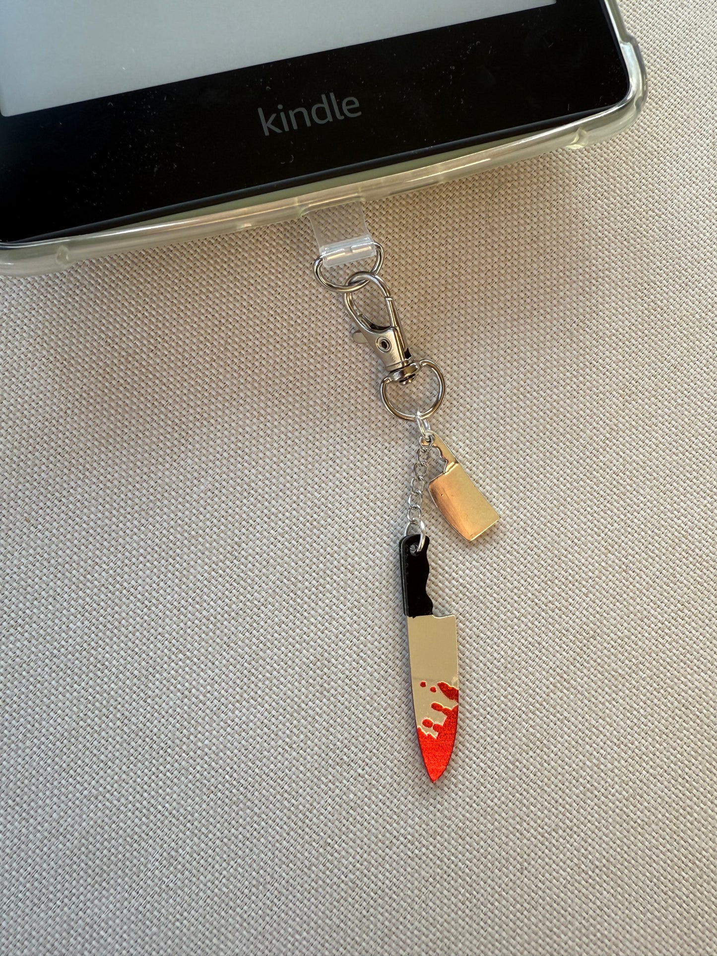 Bloody Knife & Cleaver Tethered Charm