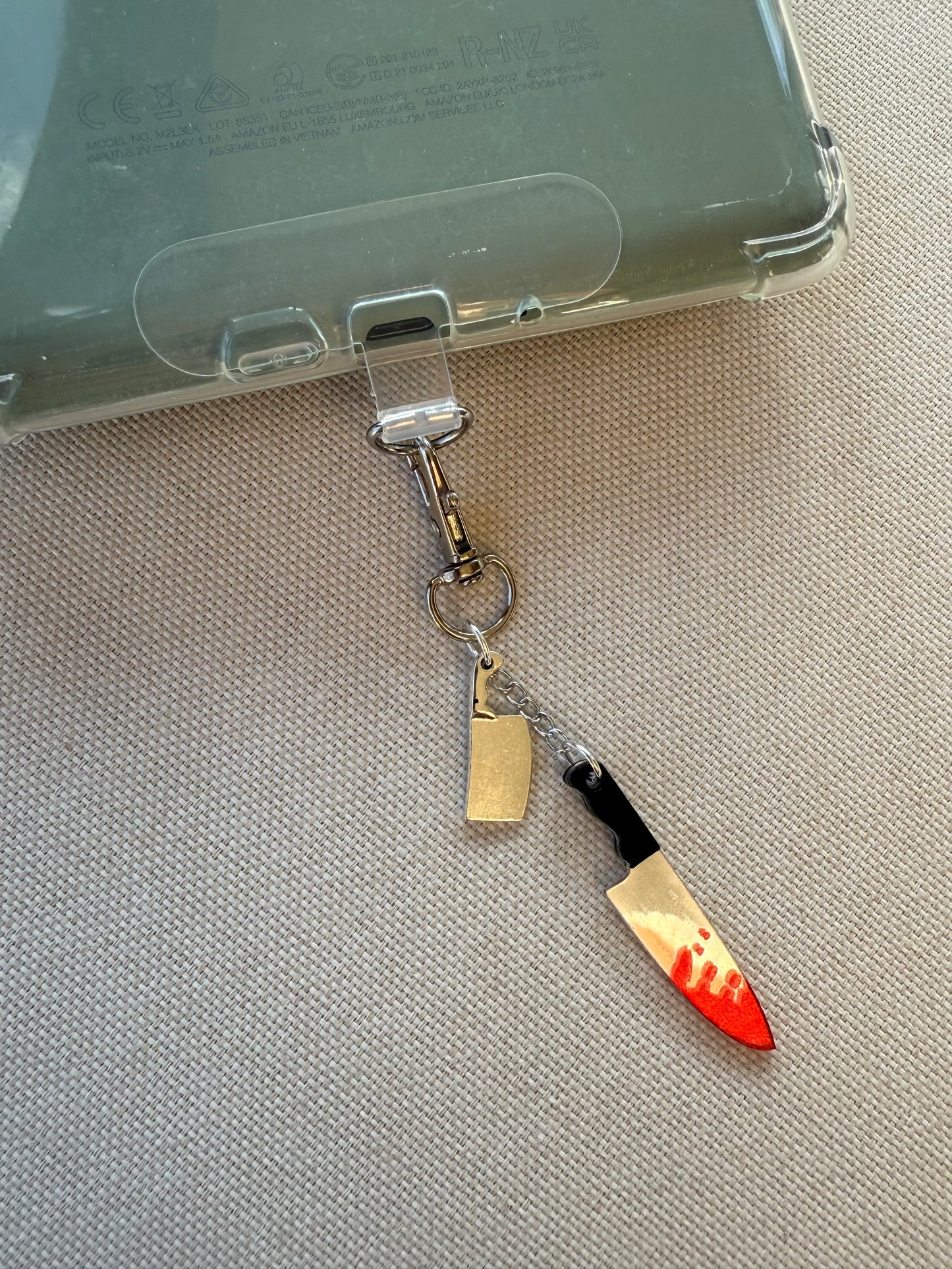 Bloody Knife & Cleaver Tethered Charm