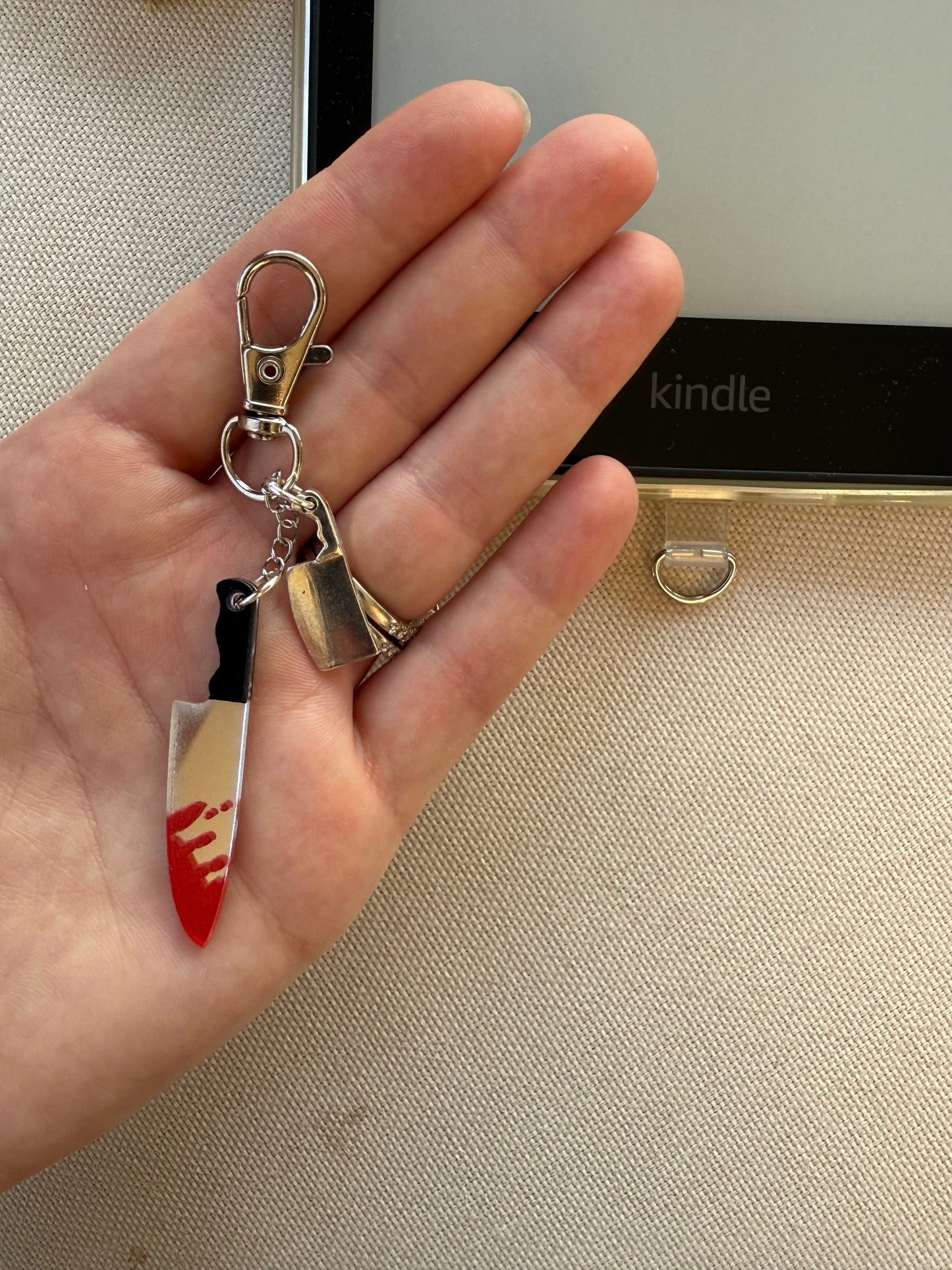 Bloody Knife & Cleaver Tethered Charm