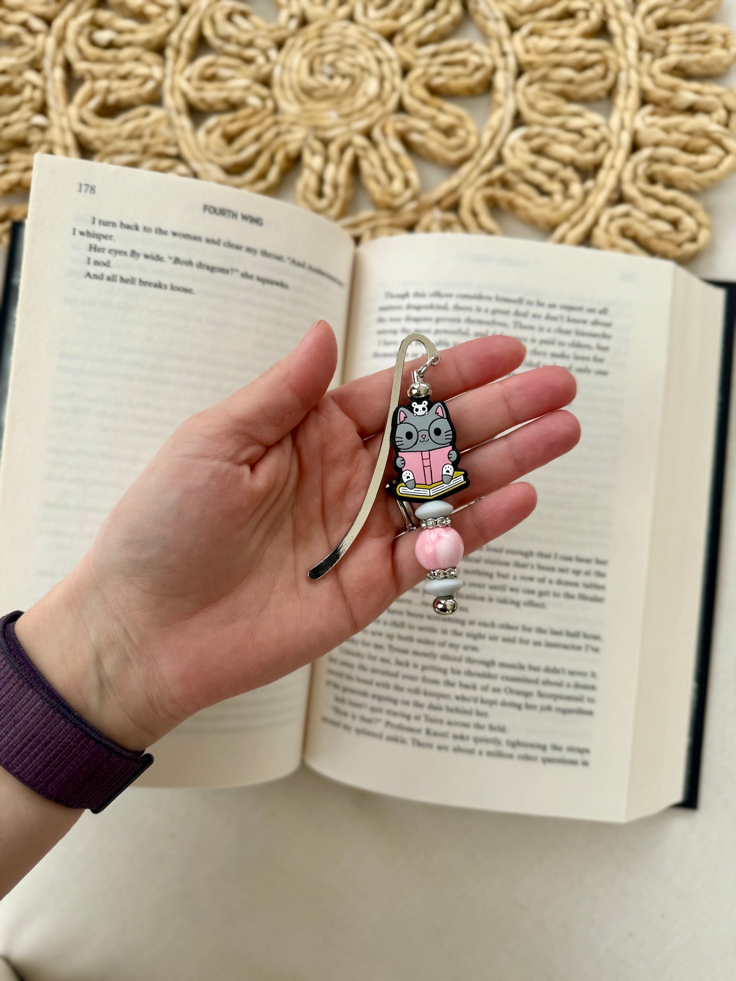 Cat Silicone Beaded Bookmark