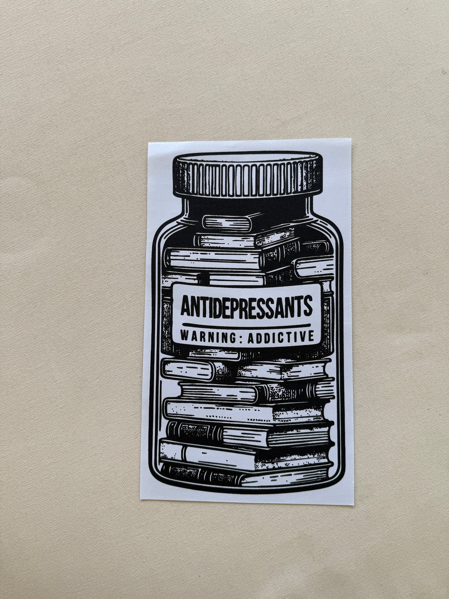 Antidepressants book bottle Shirt (black ink)