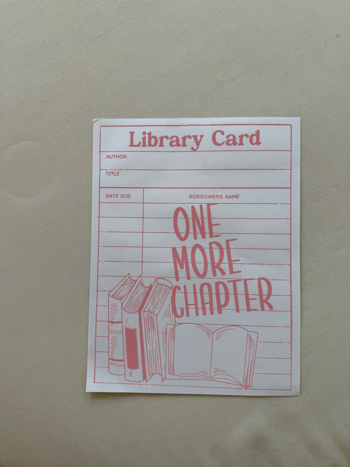 Library Card Shirt (light pink ink)