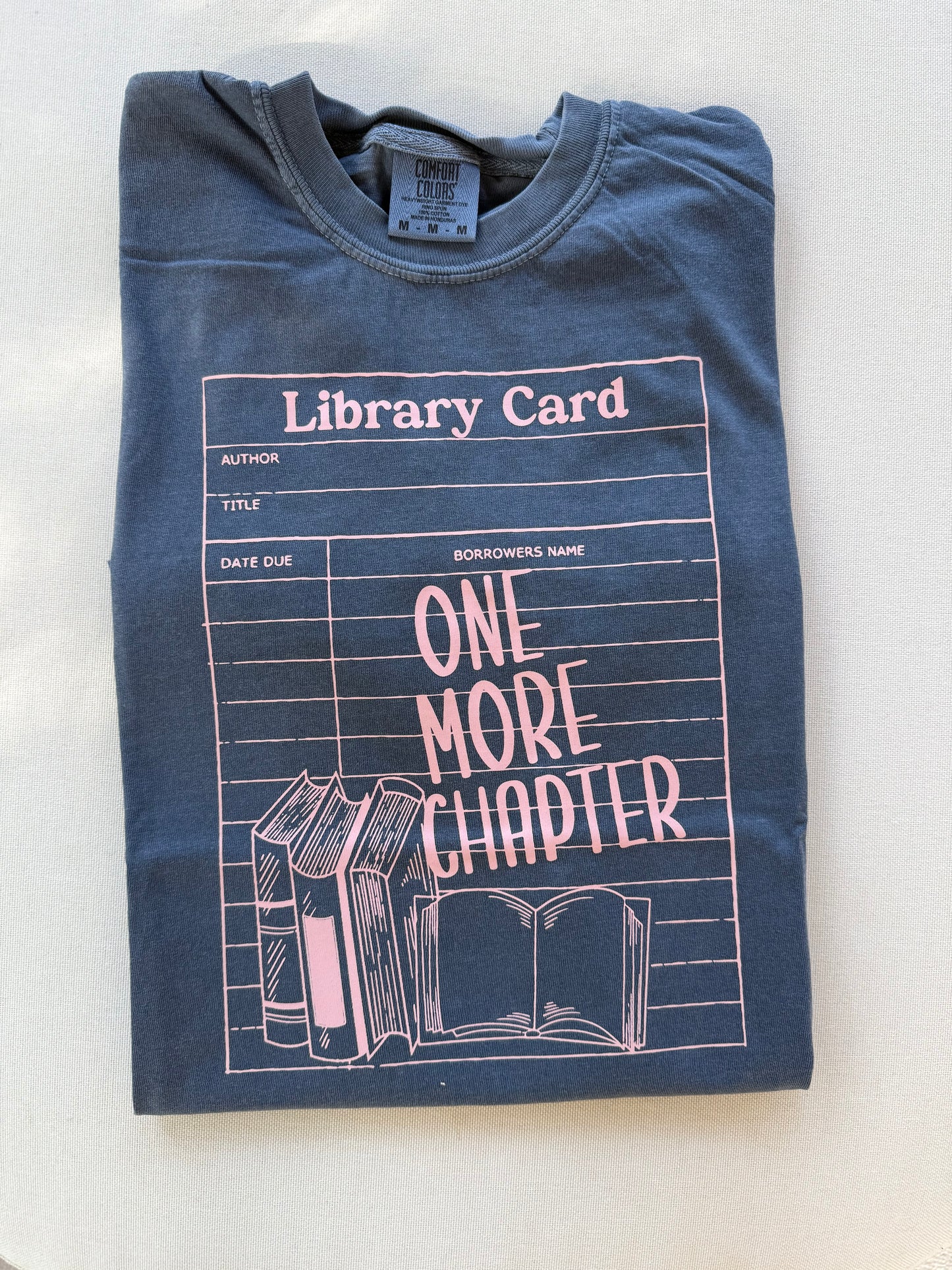 Library Card Shirt (light pink ink)