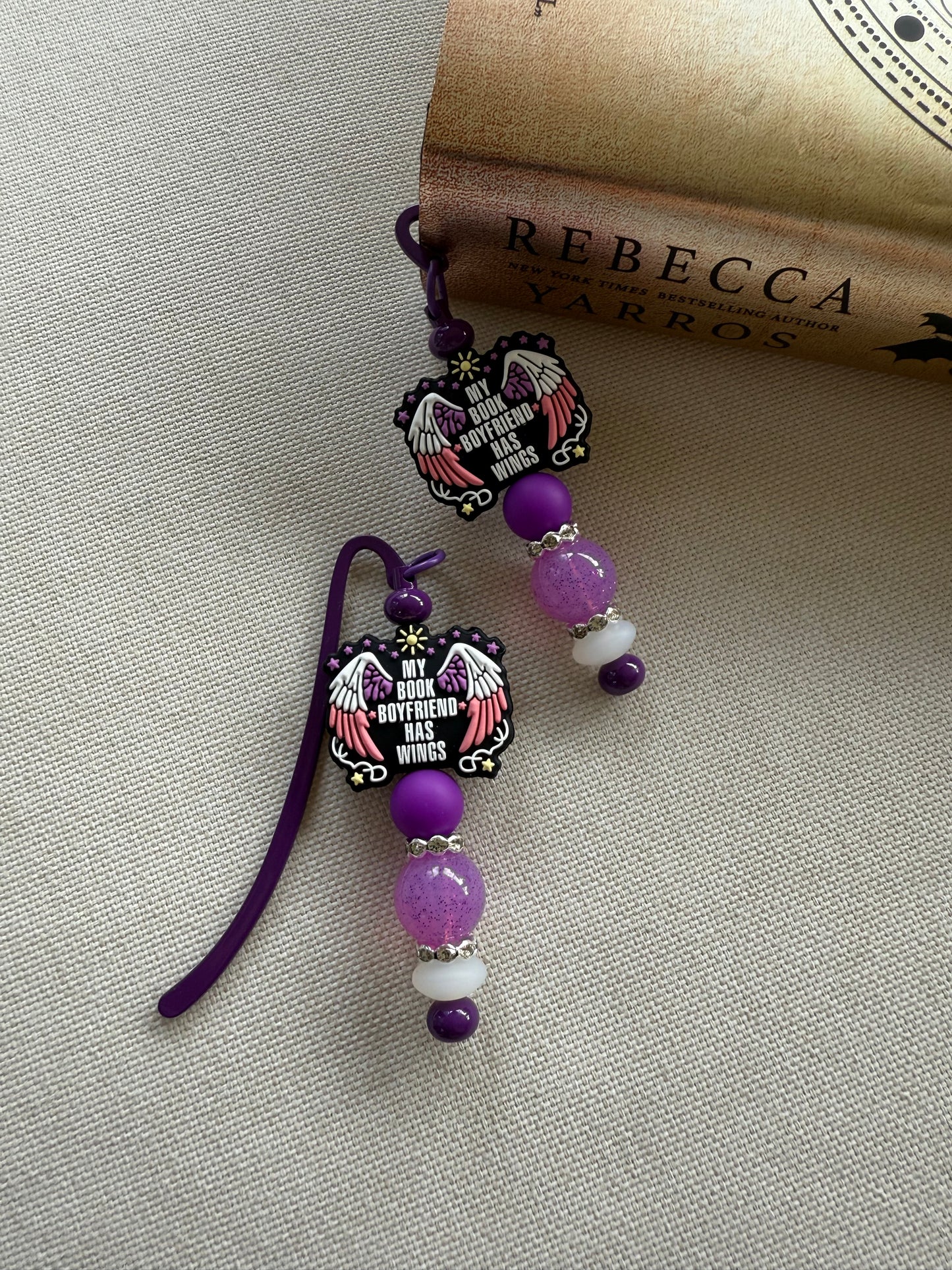 Book boyfriend has wings Beaded Bookmark