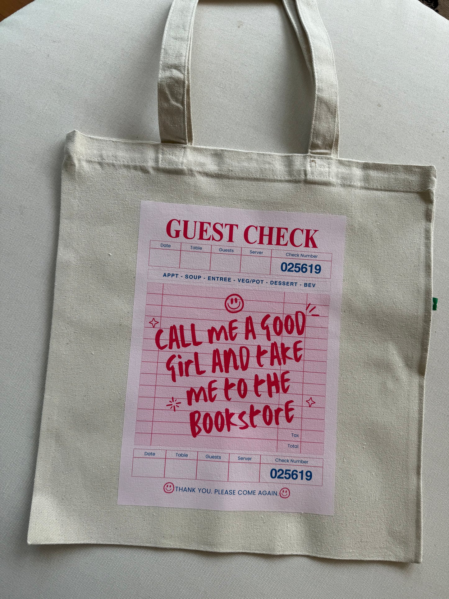 Guest Check Tote Bag