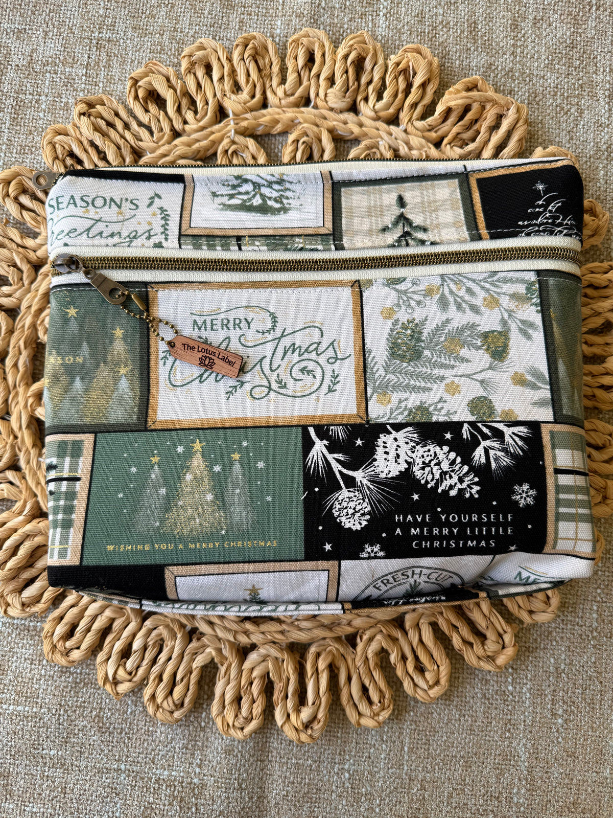 Green Christmas Patchwork Book Sleeve