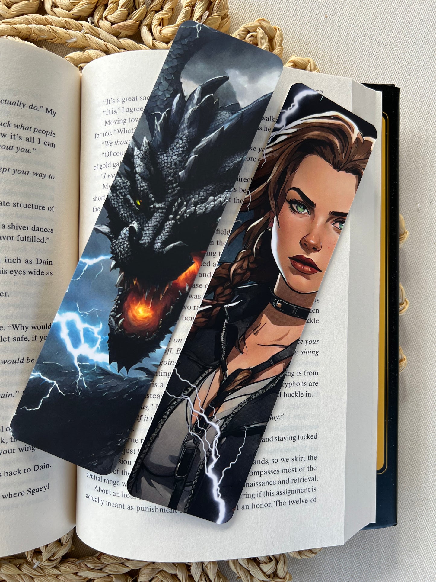 Soft Touch Laminate Dragon/Girl Classic Bookmark