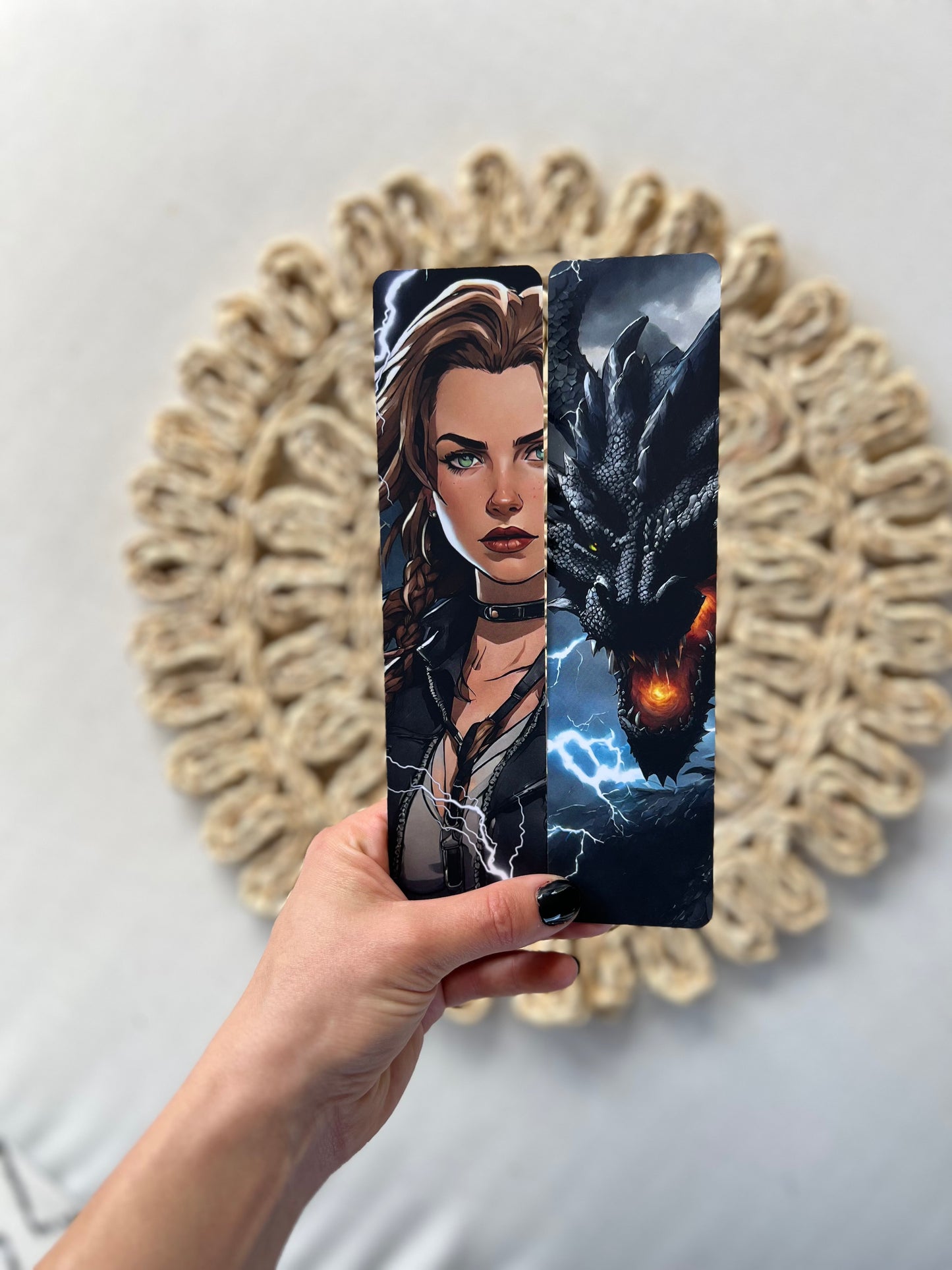 Soft Touch Laminate Dragon/Girl Classic Bookmark