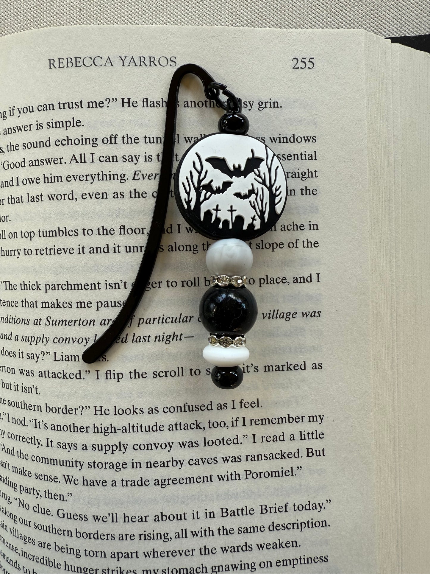 Graveyard Bats Beaded Bookmark