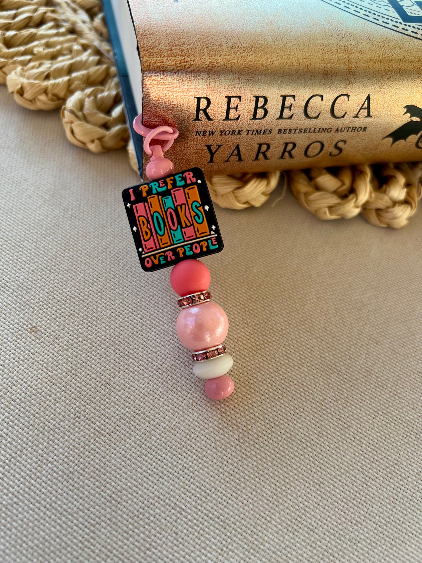 I Prefer Books Over People Silicone Beaded Bookmark