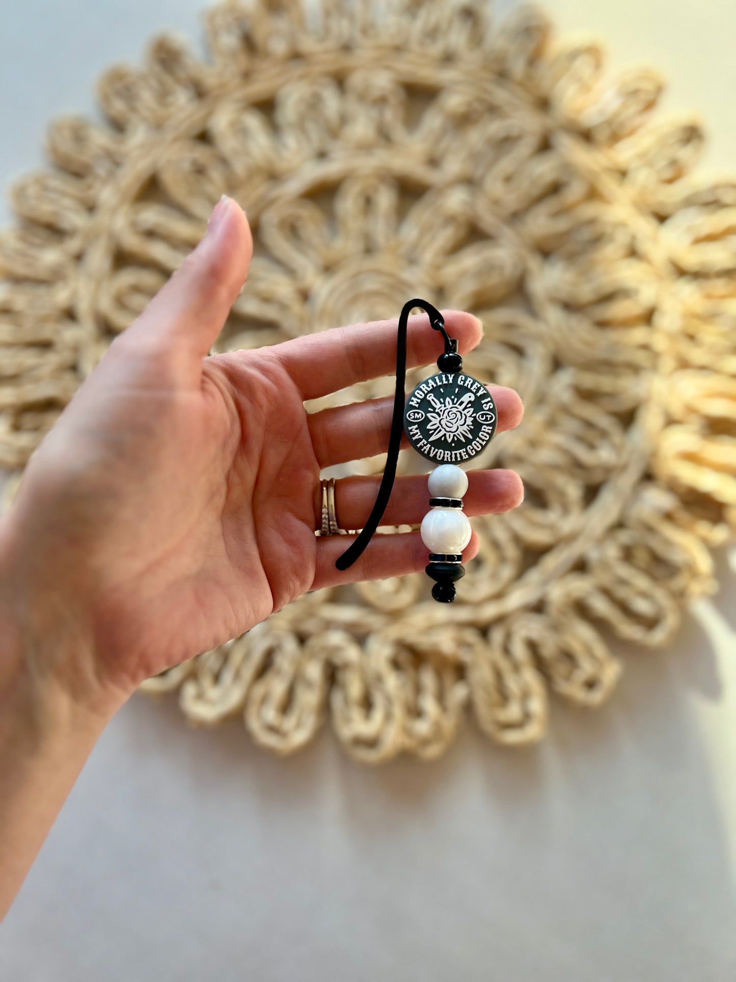 Morally Grey Silicone Beaded Bookmark