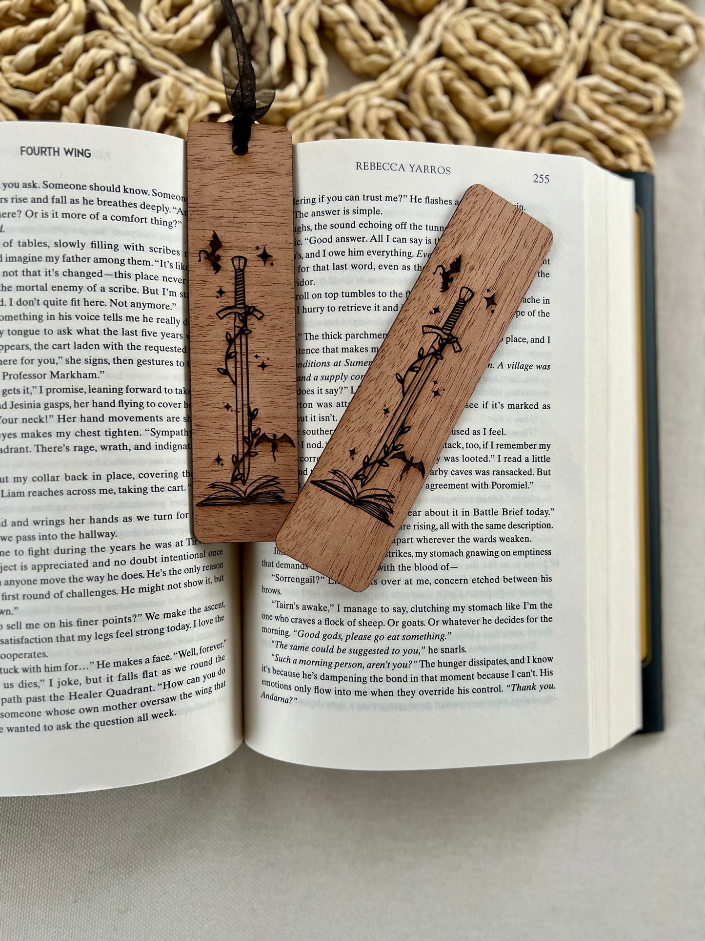Dragons & Sword Wooden Bookmark
