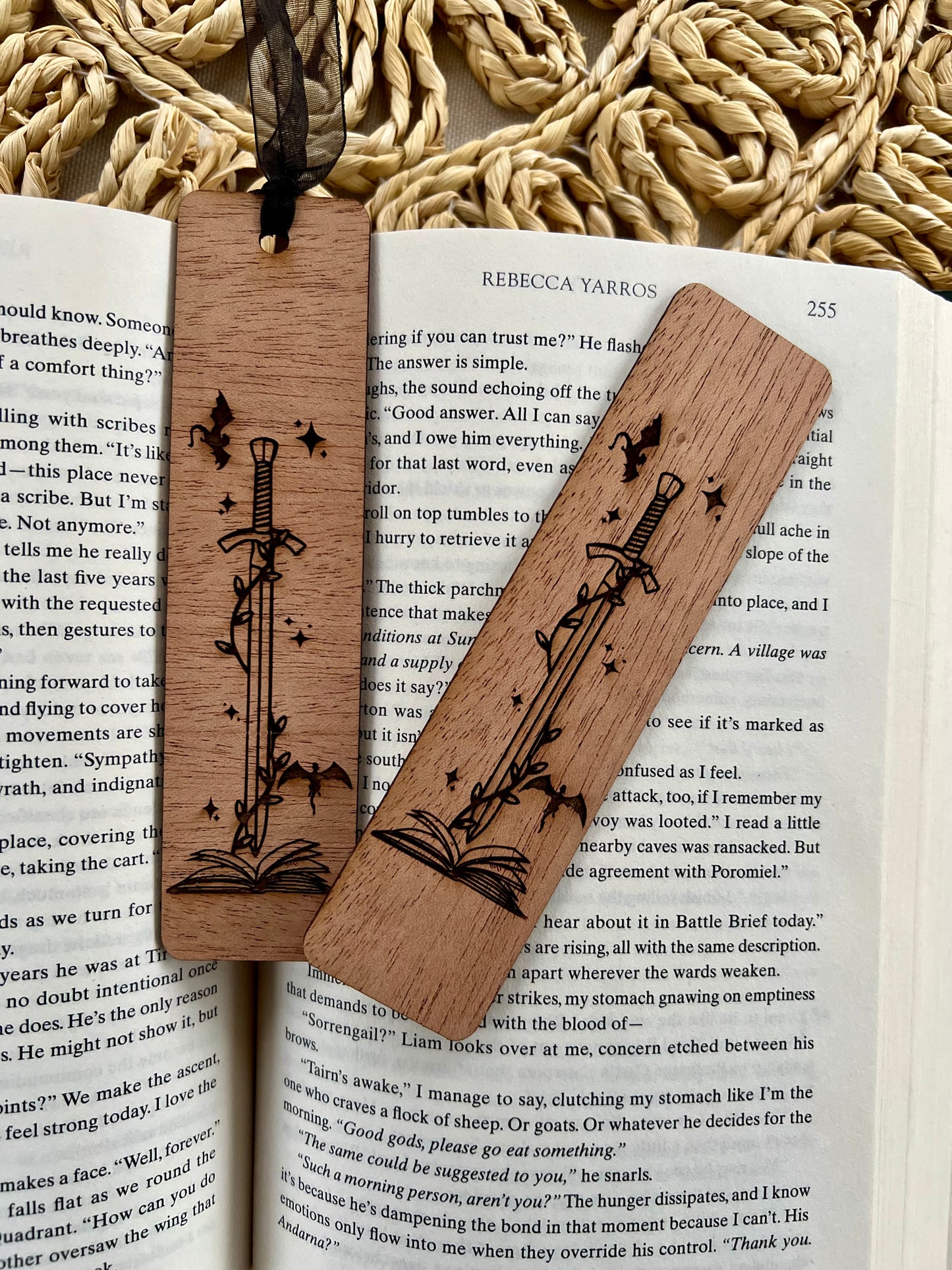 Dragons & Sword Wooden Bookmark