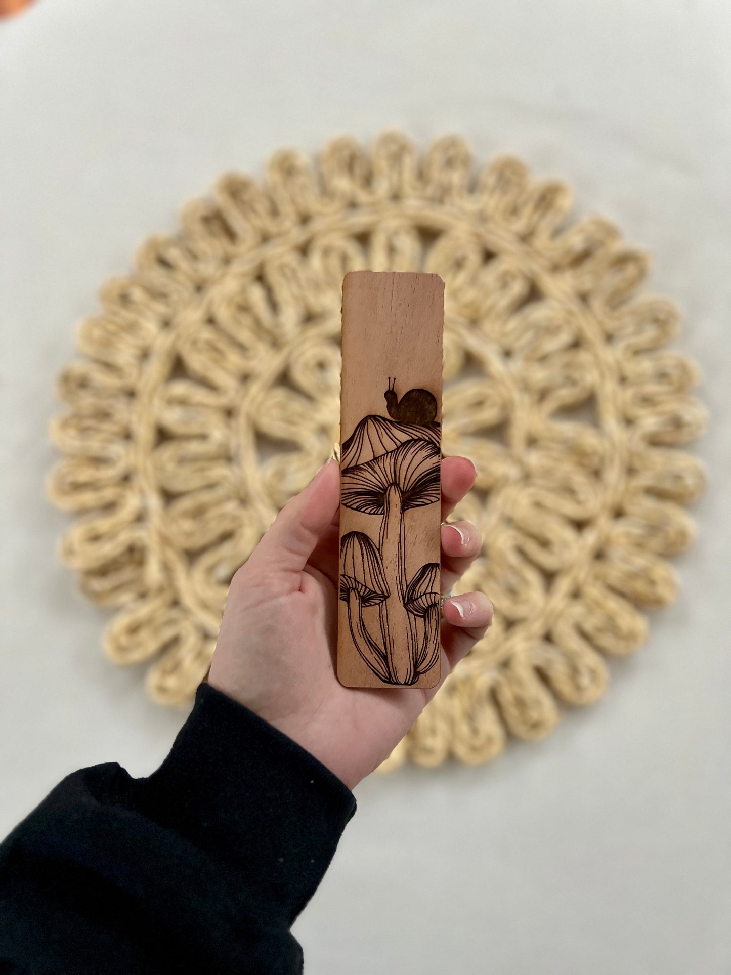 Mushies & Snail Wooden Bookmark