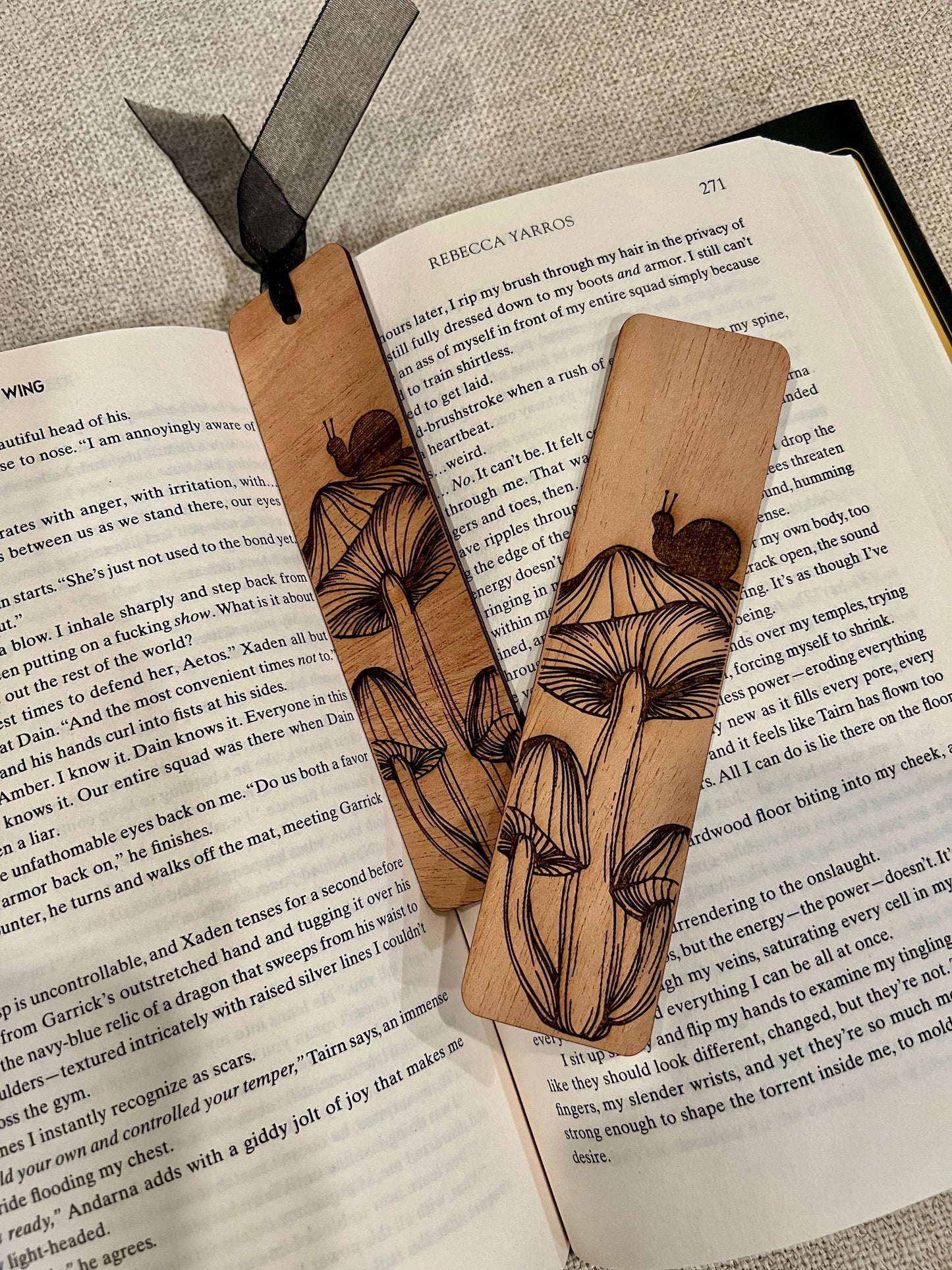 Mushies & Snail Wooden Bookmark