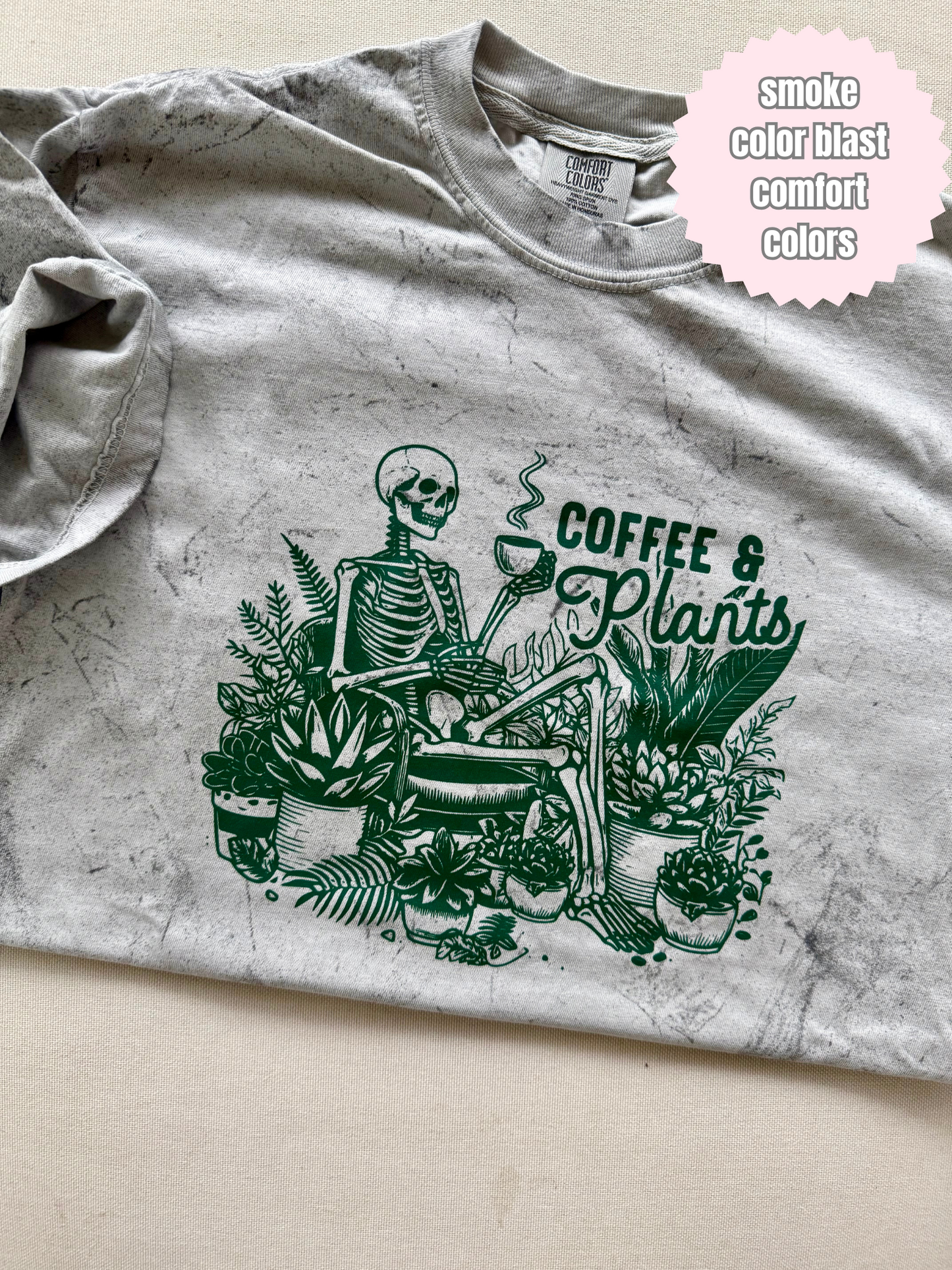 Coffee & Plants Shirt (Dark green ink)