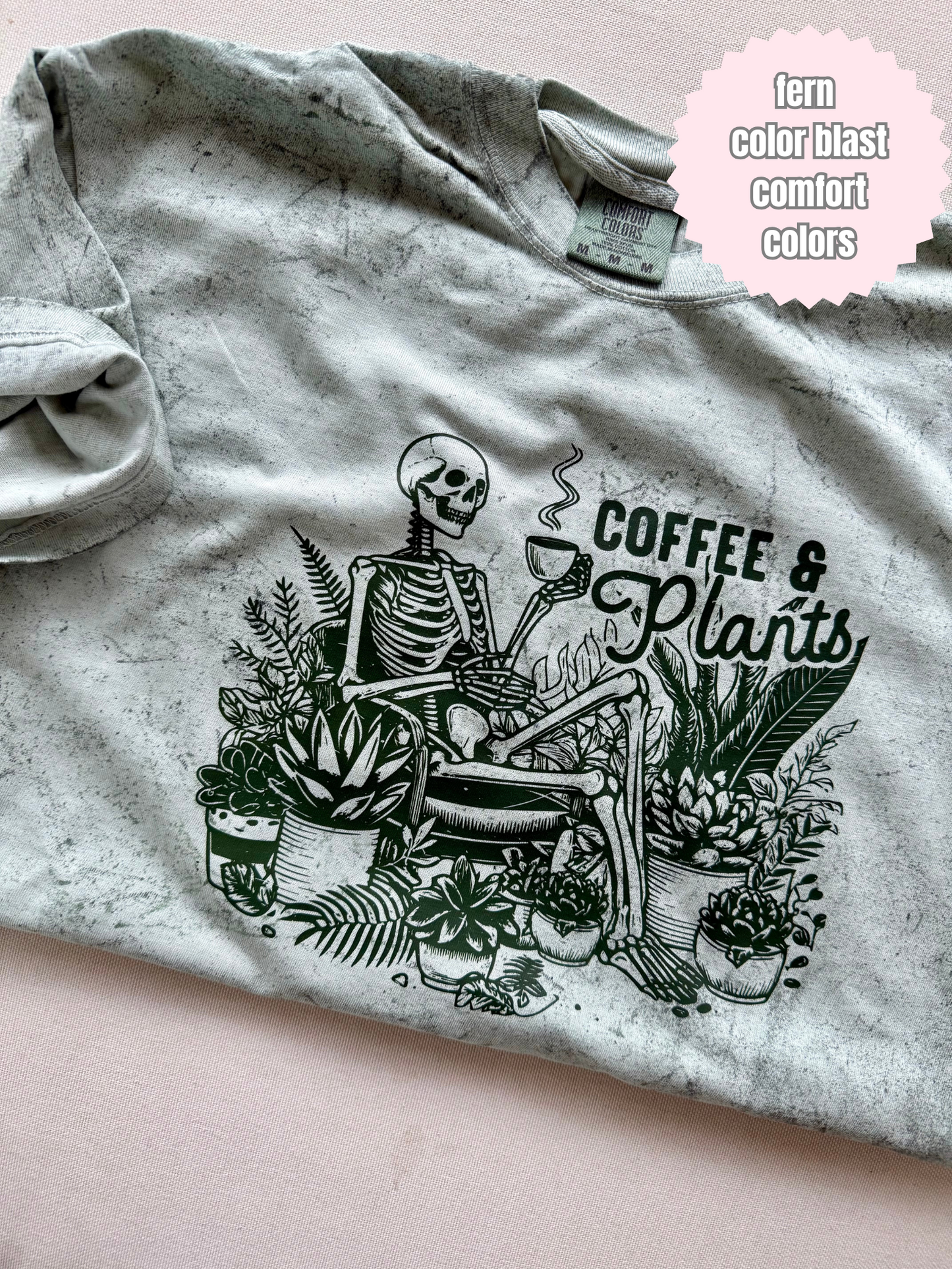 Coffee & Plants Shirt (Dark green ink)