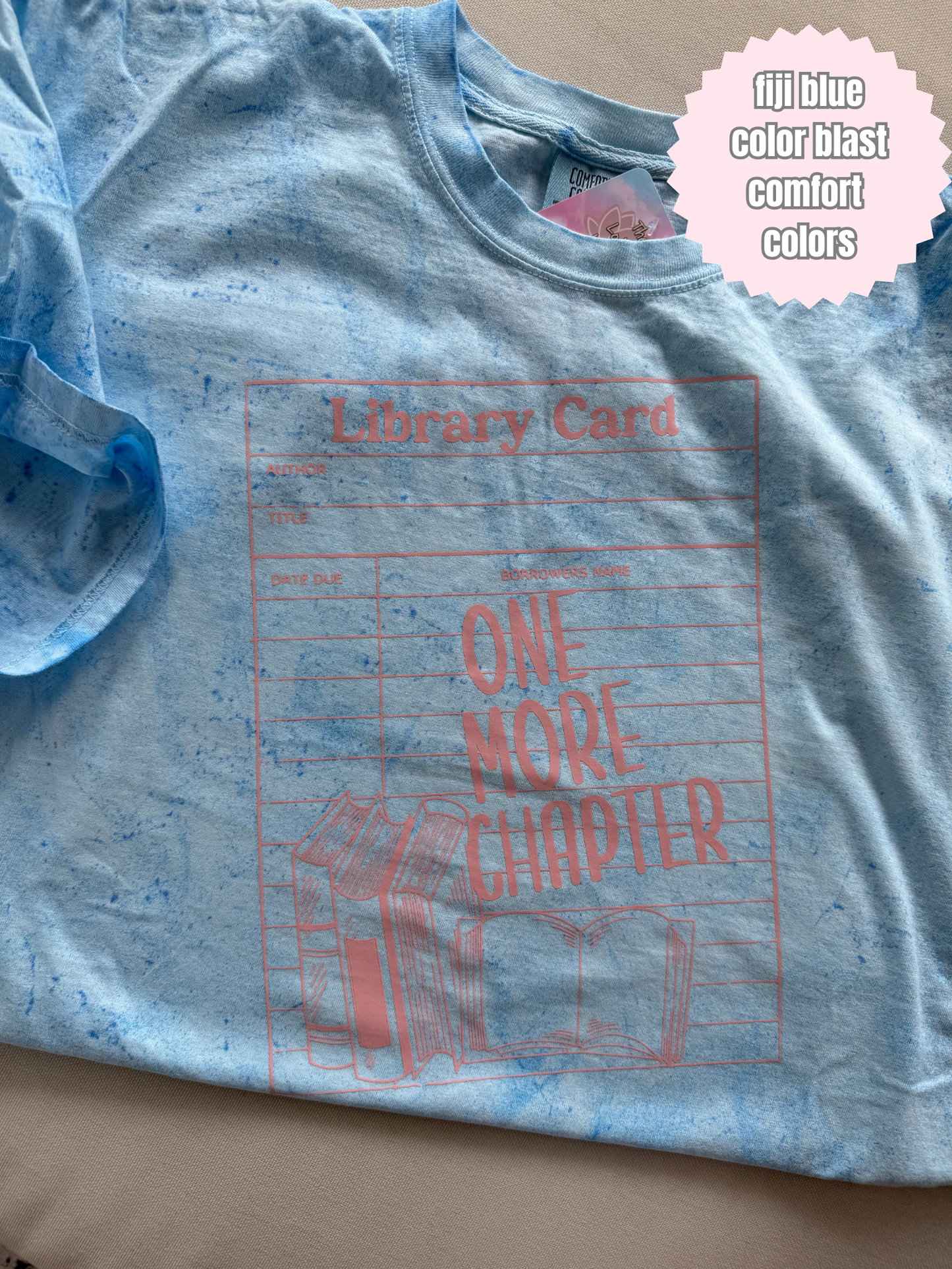 Library Card Shirt (light pink ink)