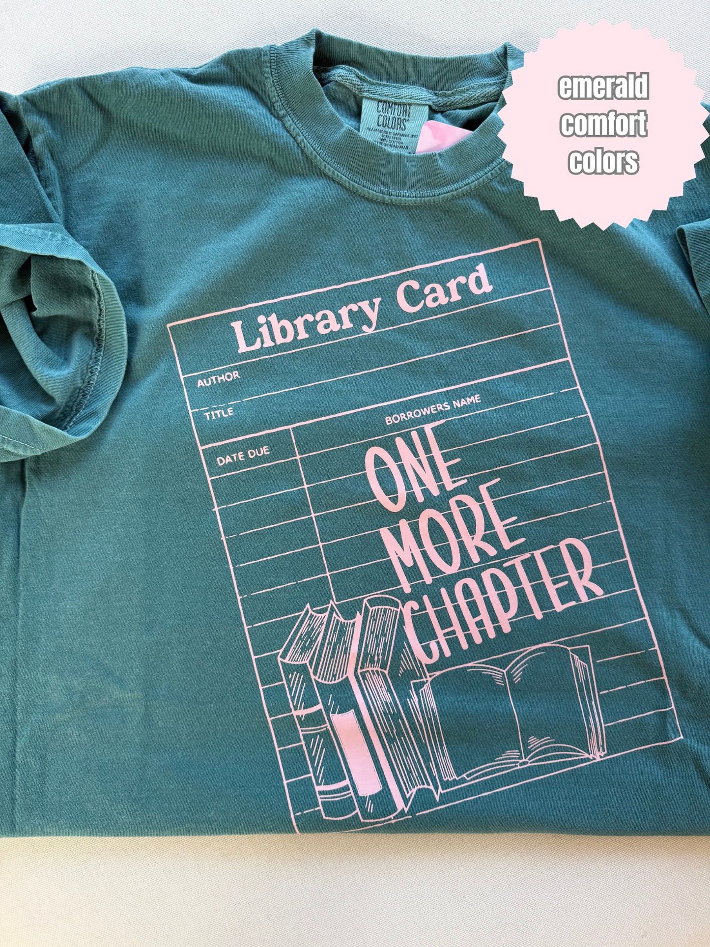 Library Card Shirt (light pink ink)