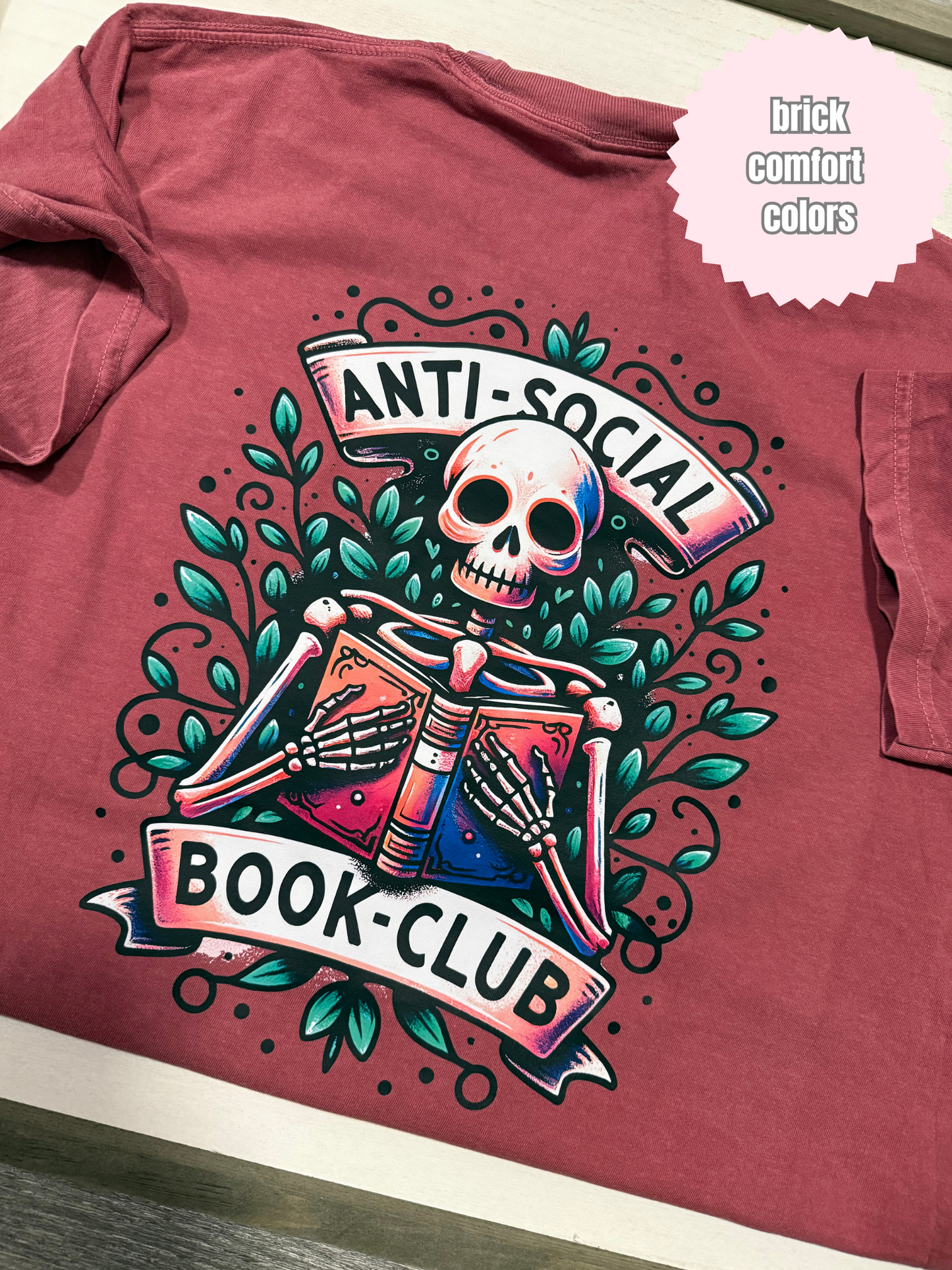 Antisocial Book Club Skeleton Shirt (BACK & POCKET DESIGN)