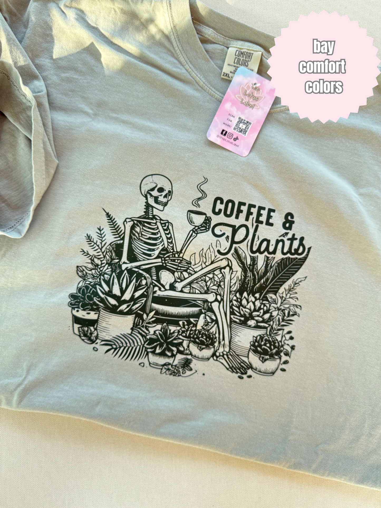 Coffee & Plants Shirt (Dark green ink)