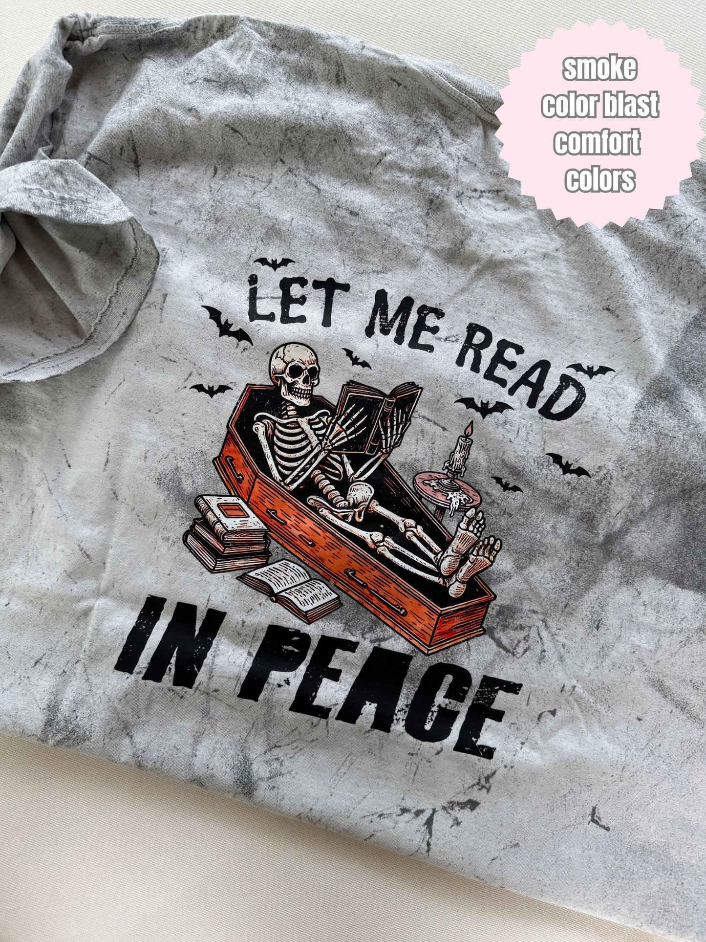 Read in Peace (color with Coffin) Shirt (BACK & POCKET DESIGN)
