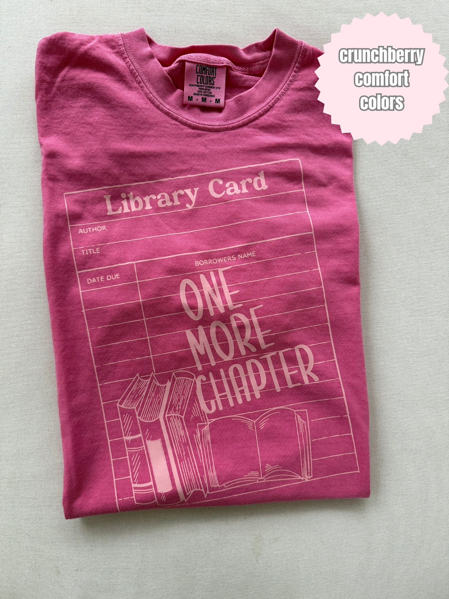 Library Card Shirt (light pink ink)