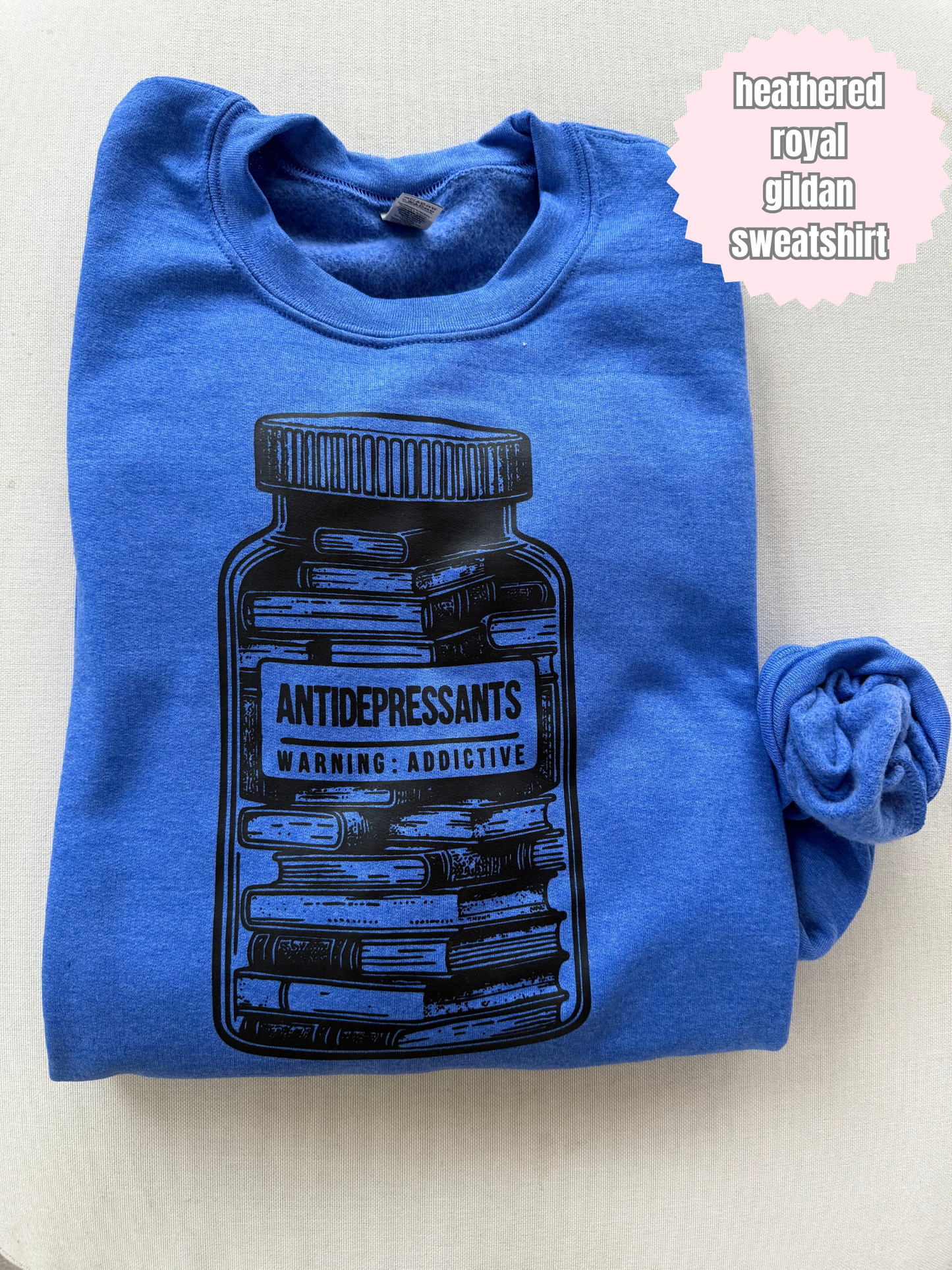 Antidepressants book bottle Shirt (black ink)