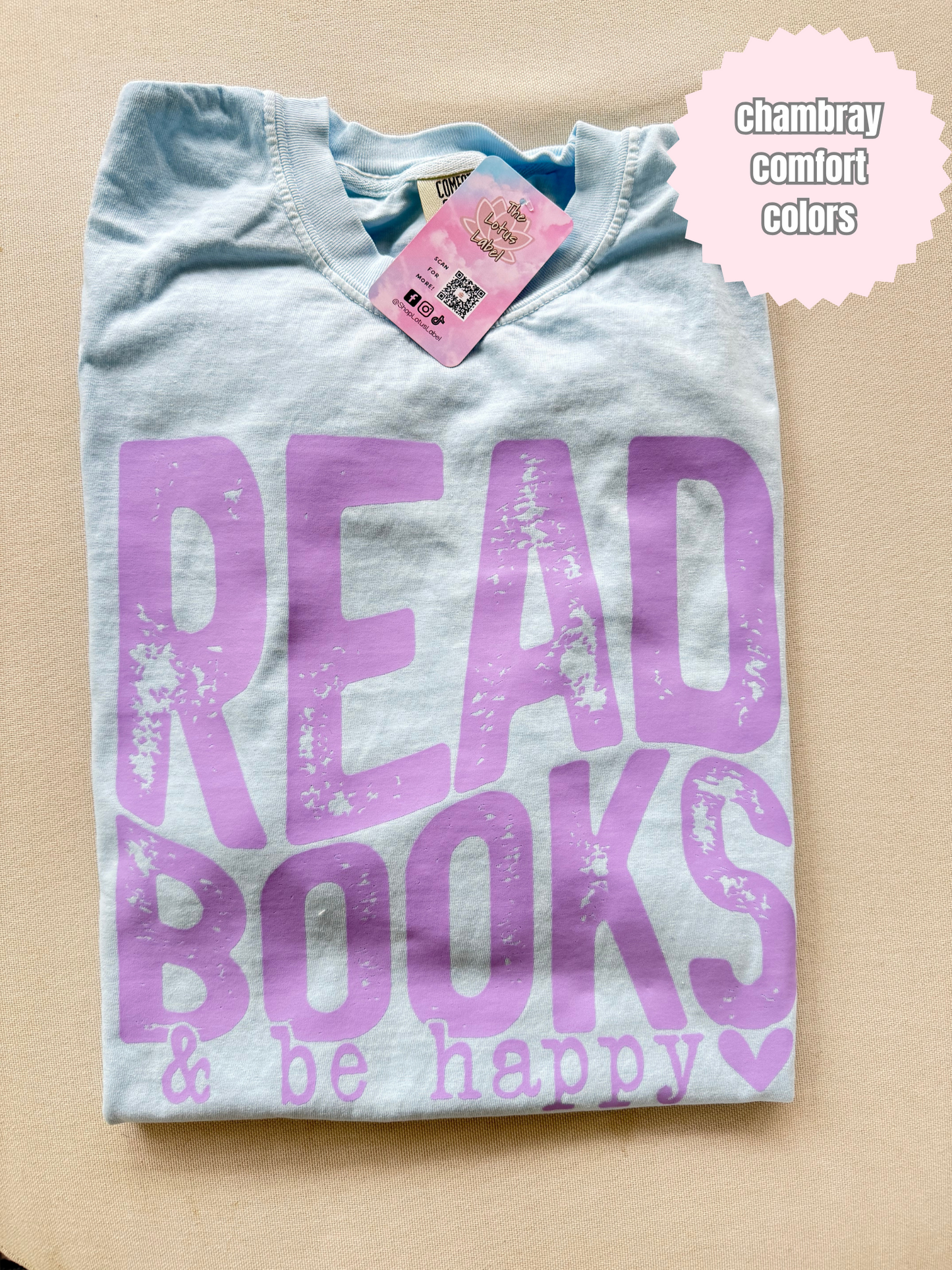 Read Books & Be Happy Shirt (purple ink)