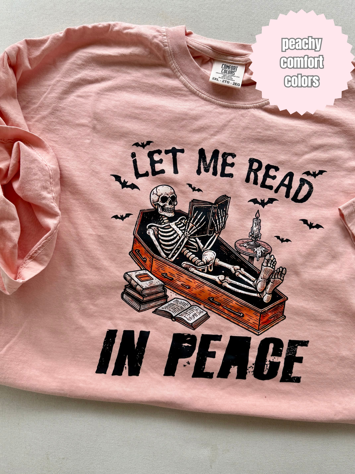 Read in Peace (color with Coffin) Shirt (BACK & POCKET DESIGN)