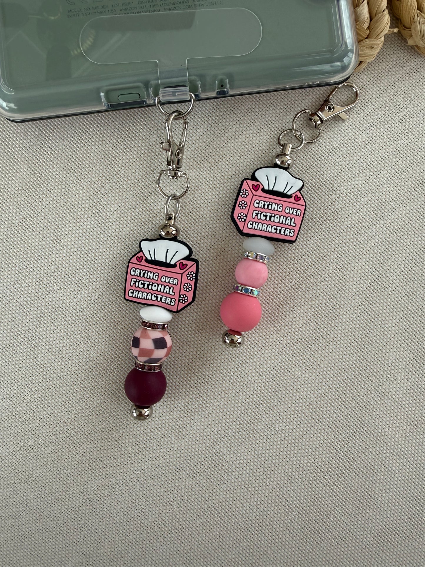 Crying over Characters Tethered Charm