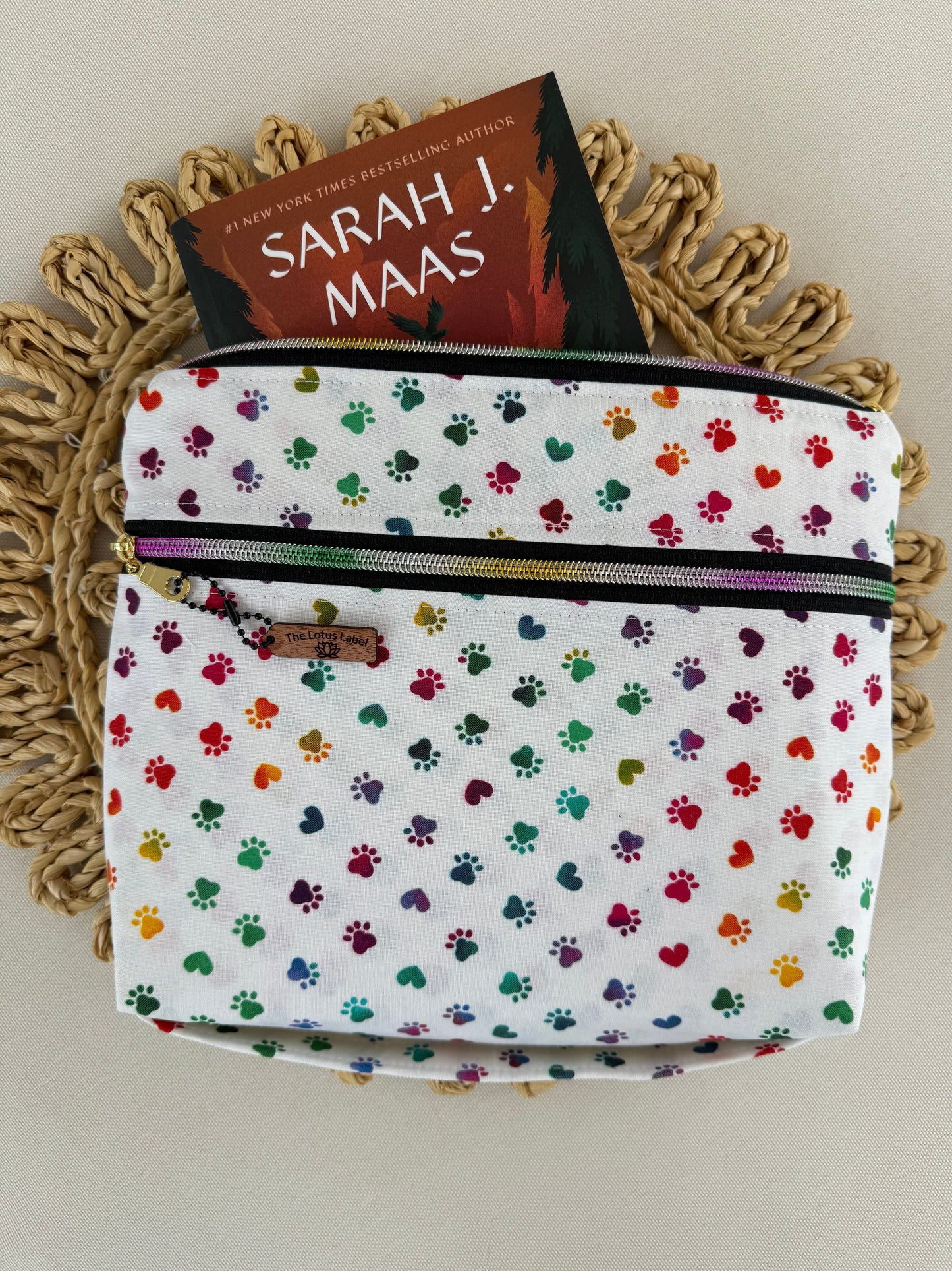 Rainbow Paw Print Book Sleeve