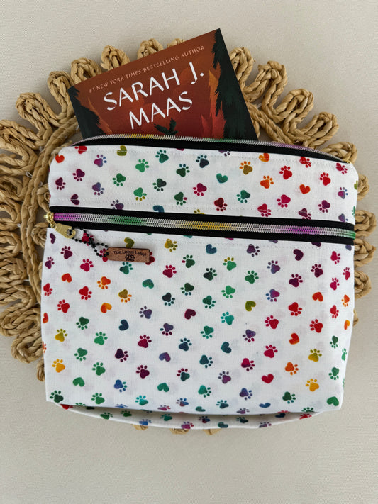Rainbow Paw Print Book Sleeve