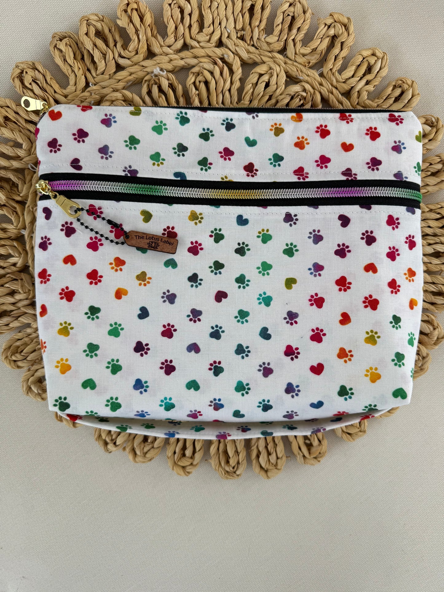 Rainbow Paw Print Book Sleeve