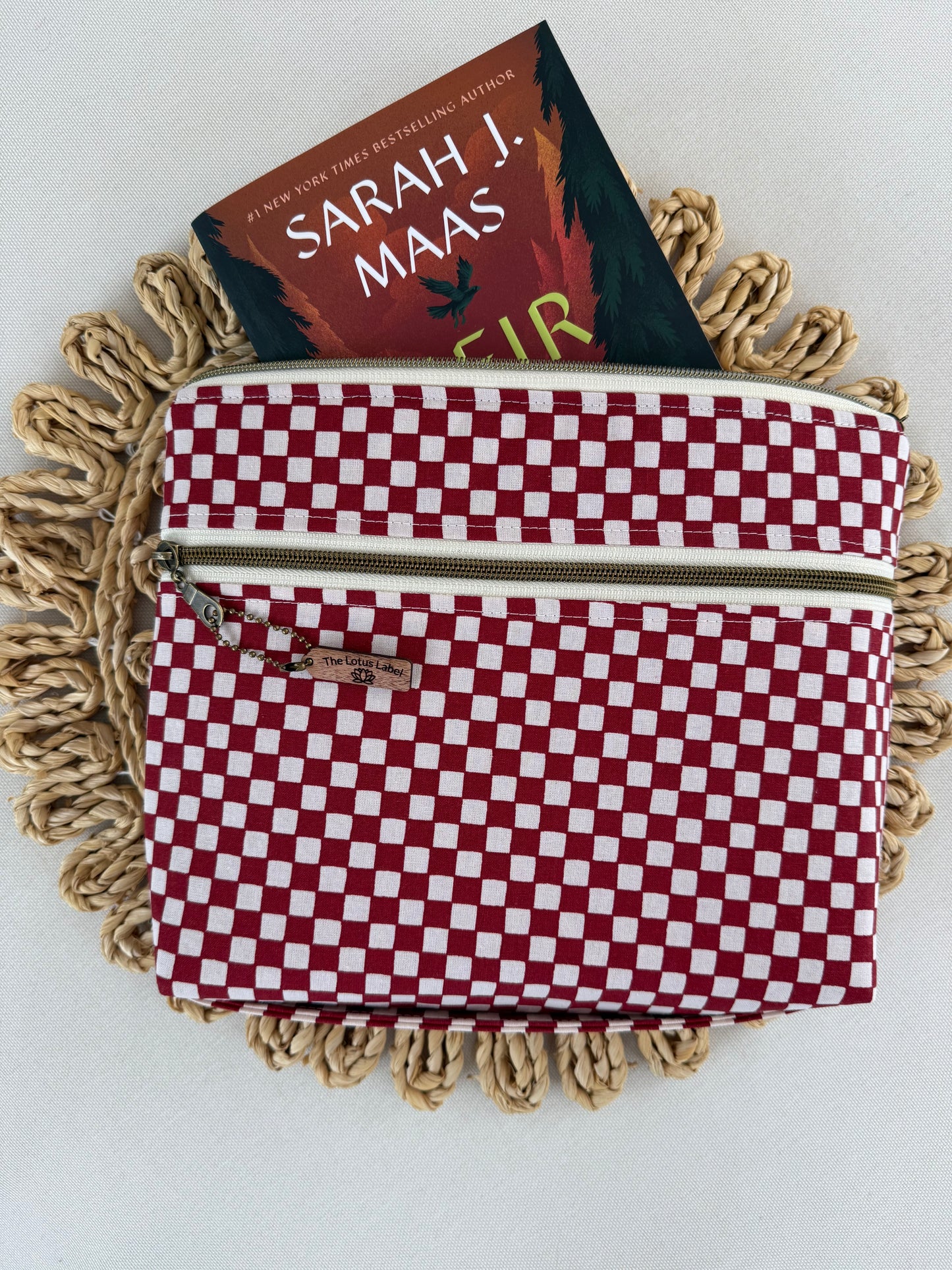 Red Checkered Book Sleeve