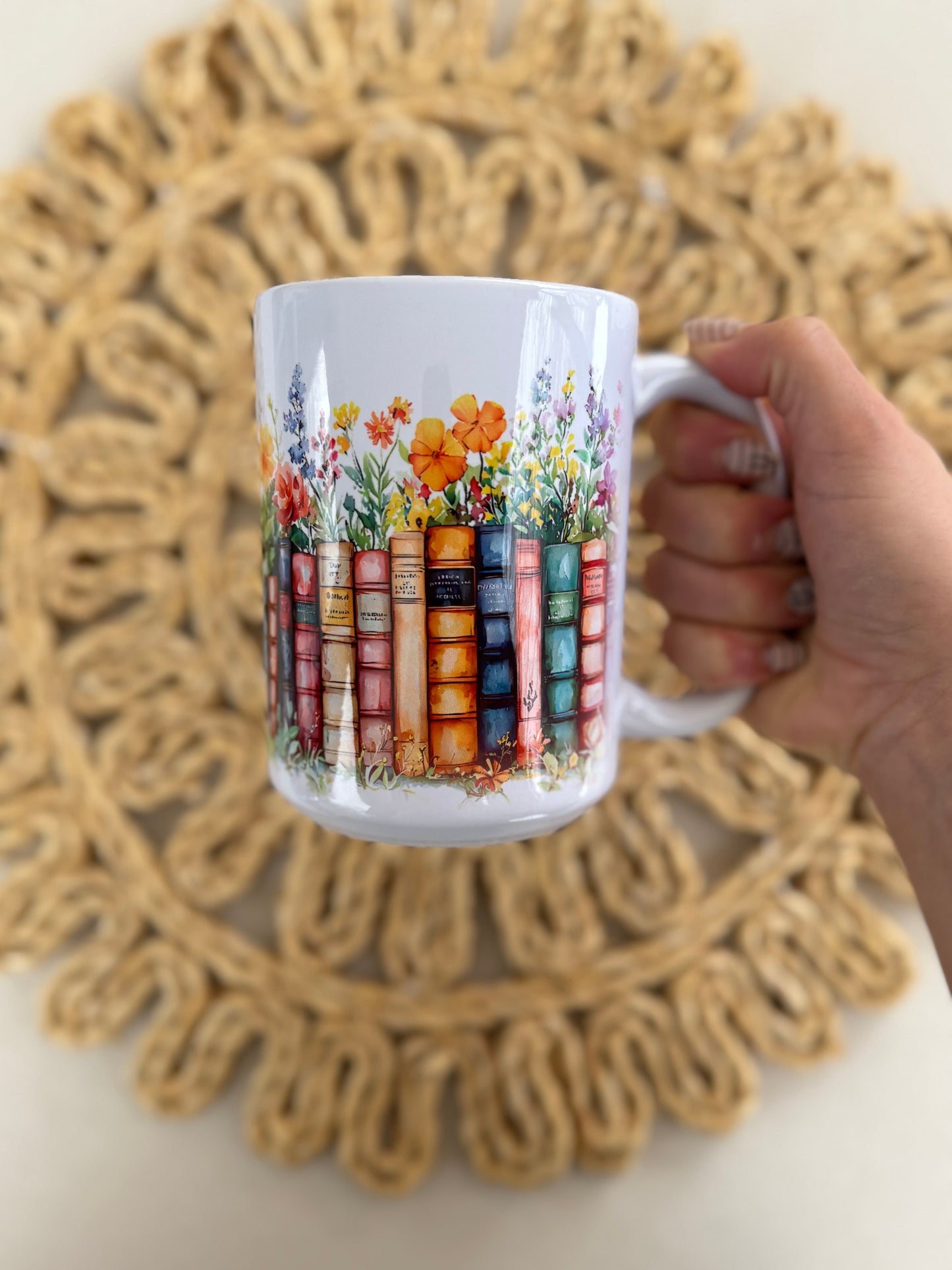 Books & Flowers Wrapped Mug