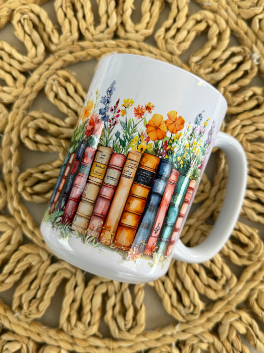 Books & Flowers Wrapped Mug