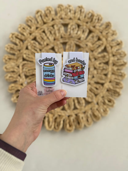 Fueled by Energy Drinks & Books Magnetic Bookmark