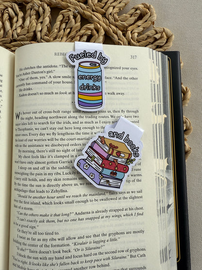 Fueled by Energy Drinks & Books Magnetic Bookmark