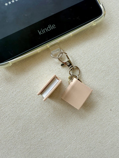 Beige Book with Customizable Charm- Tethered Charm