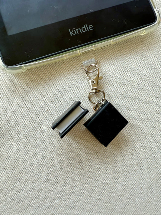 Black Book with Customizable Charm- Tethered Charm