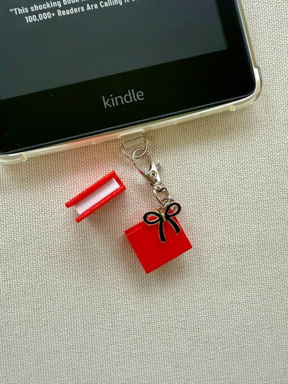 Red Book with Customizable Charm- Tethered Charm