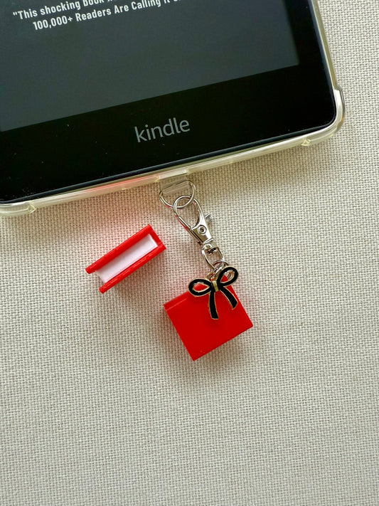 Red Book with Customizable Charm- Tethered Charm