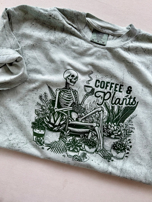 Coffee & Plants Shirt (Dark green ink)