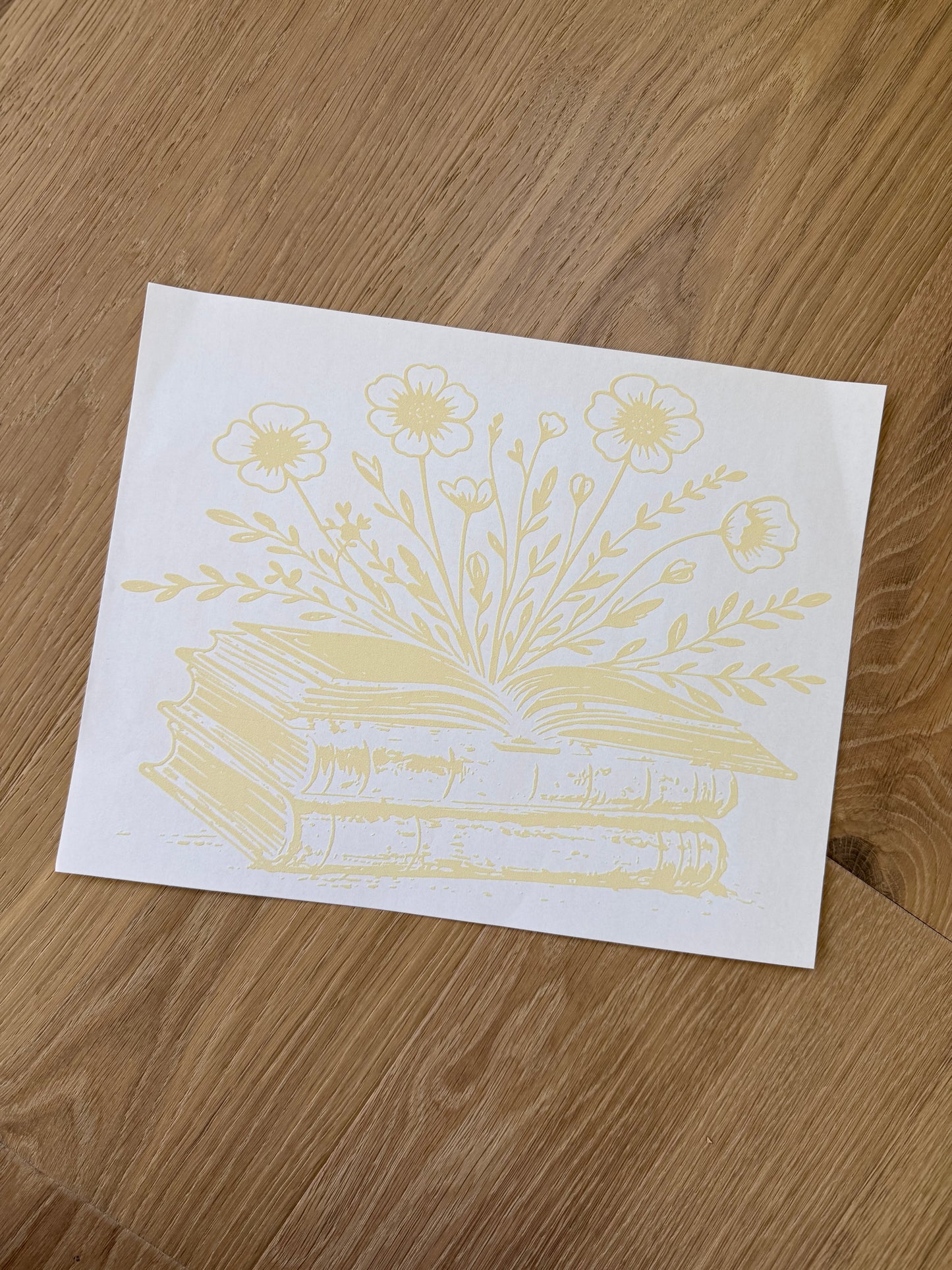 Flowers Book Stack Shirt (Beige ink)