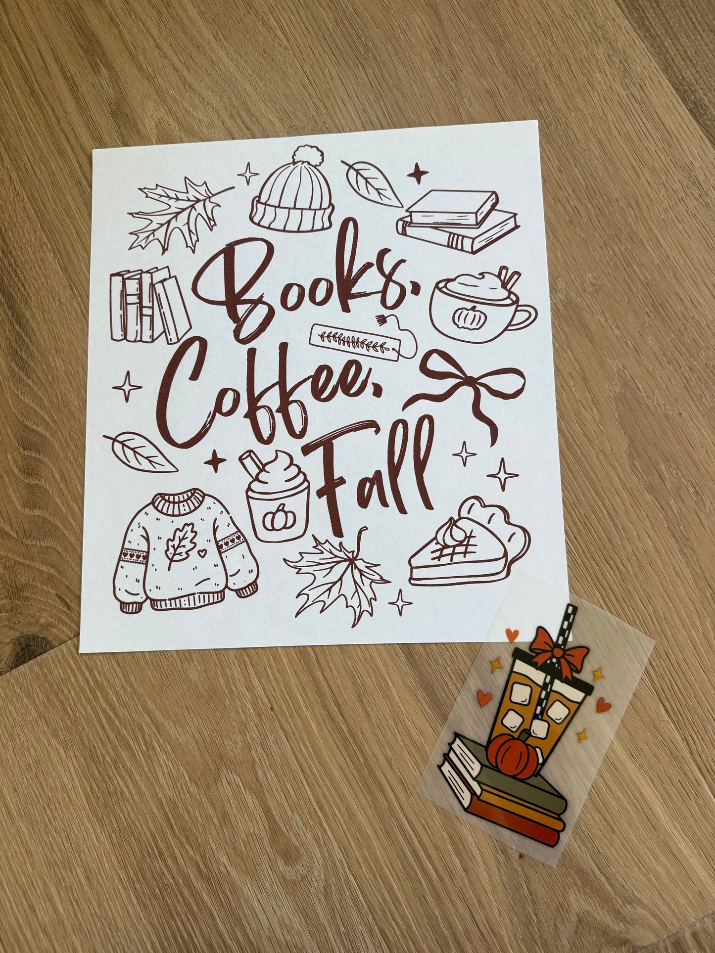 Books, coffee, Fall (FRONT AND BACK) Shirt
