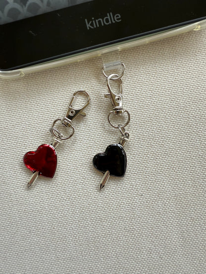 Heart with Knife Tethered Charm