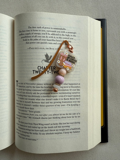 Fueled by Coffee & Books Silicone Beaded Bookmark