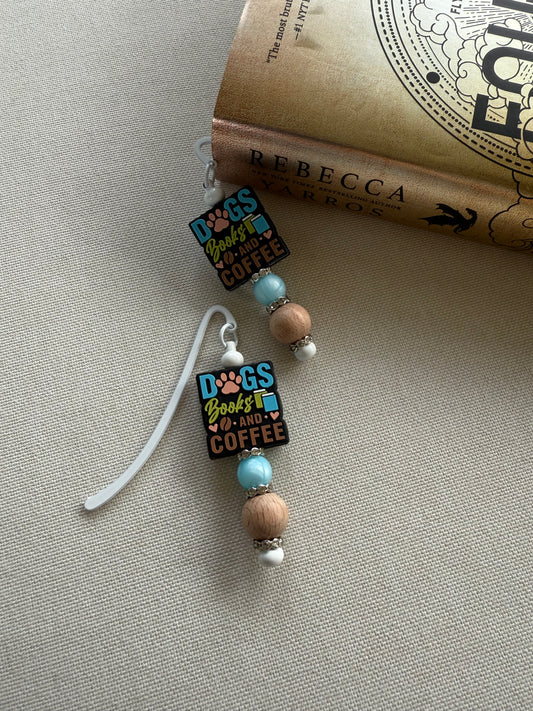 Dogs, Books & Coffee Beaded Bookmark